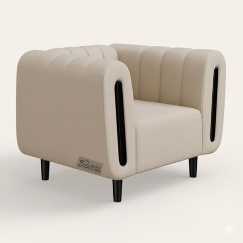 Image of Chesterfield Velvet Upholstery 3-Seater with Armchair and Footrest, Design in 3+1+Footrest Sofa for Living Room, Bedroom, Hallways (Beige Wood)