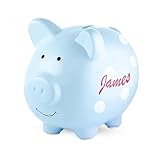 Custom Ceramic Piggy Banks for Kids | Perfect Sized Cute Coin Saving Pot with Rubber Holders | Perso