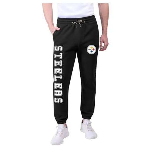 Ultra Game -NFL Pittsburgh Steelers Mens Active Basic Jogger Fleece Pants, Team Color Stripe, Large