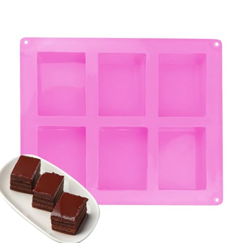 Molde de silicona rectangular, molde de barras de chocolate,6 Cavidades Moldón de chocolate de mantequilla de budín de silicona rectángulo - PRALINES GUMMY Jelly Mold para jabón artesanal, pastel