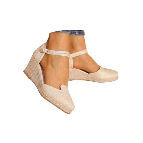 2025 New Sandals for Women Dressy Summer Women's Ankle Strap Closed Toe Espadrille Wedge Sandals Dressy Platform Wedge Sandals Casual Closed Toe Sandals Beach Anti-Slip Sandals