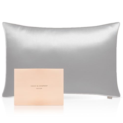 Grace & Company Silky Satin Pillowcase for Hair & Skin, Oeko-Tex Certified Satin Silk Pillowcase with Zipper - Ultra Smooth Pillowcases Standard Size 20”x26” - Cascais