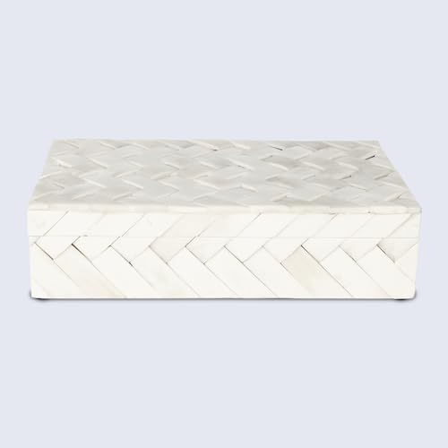 Image of Handicrafts Home Decorative Box - Handmade Jewelry Organizer Box with Lid - Keepsake Box for Home Decor, Jewelry, Accessories, Collectibles - Modern Wooden Storage Box - Braid, 10X6X2.5 inch
