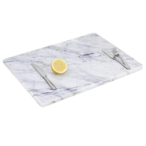 White Carrara Marble Cutting Board for Kitchen, 24 x 20 Inch Extra Large Marble Pastry Slab, Carrara White Stone Cutting Board for Dough Kneading, Baking, Rolling, Cheese