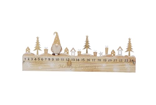 Festive Productions 45cm Wooden Advent Calendar with Gonk and Village Scene – Christmas Countdown - Gift Idea for Christmas Xmas - Advent Calendar - Gonk Countdown - Christmas Decoration