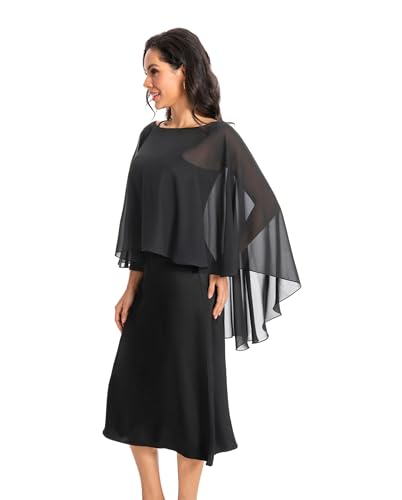 Image of Baoqiya Chiffon Capes Sheer Capelets Long Cape Poncho For Women Plus Size
