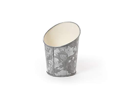 G.E.T. Enterprises GC-34-GG/IV 3.5" Angled Galvanized French Fry Cup, Galvanized Gray with Ivory Interior