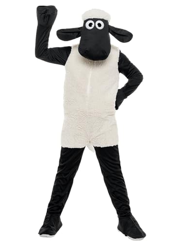 Maskworld Original Shaun das Schaf Kostüm für Kinder - Kindergröße: 158-164 - Kuscheliger Plüsch-Overall mit Front-Reißverschluss & gepolstertem Kopfteil für Fasching & Karneval