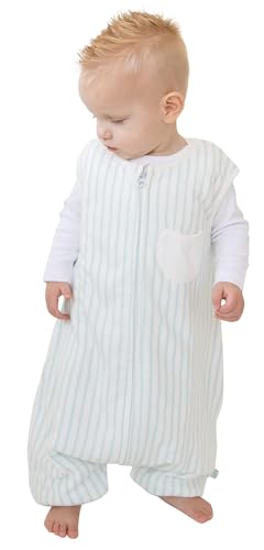 Image of Tealbee Dreamsuit Toddler Sleep Sack with Feet - Walker Sleep Bag with Legs, Rayon made from Bamboo, Winter 1.5 TOG, 2-Way Zipper, 3T-4T - Stripes