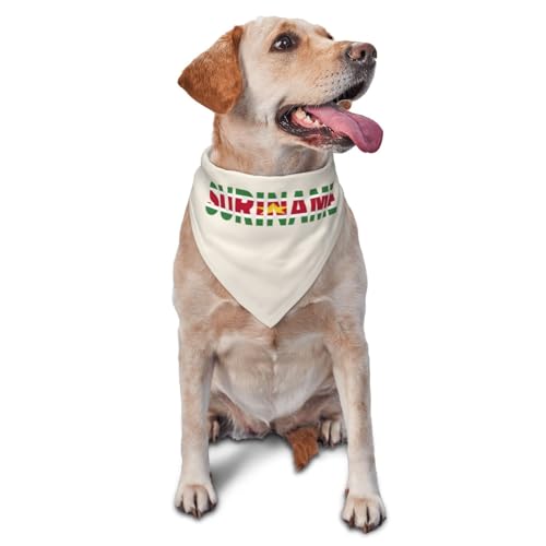 Suriname Flag Surinamese Text Word Art Triangle Dog Bandana Scarf Accessories for Pet Bibs