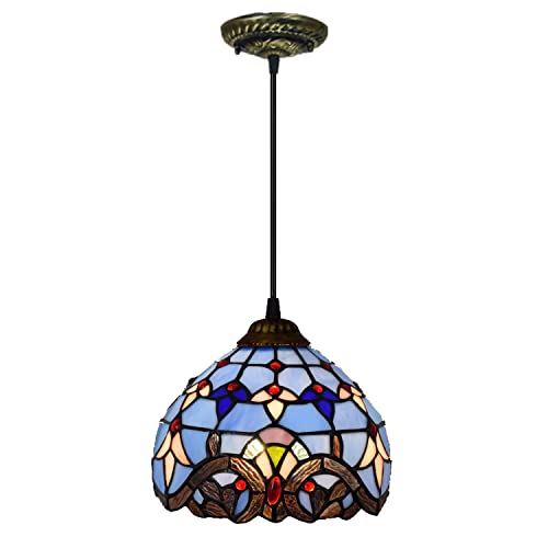 Lustre de style baroque et suspension vintage en vitrail de couleur