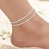 Aikeis Bracelet de cheville en argent S925 pour femme - Étanche - Double couche - Cadeau - Bracelet de cheville tendance pour femme (argent), Mittelgroße, Argent, Topaze, opale #5
