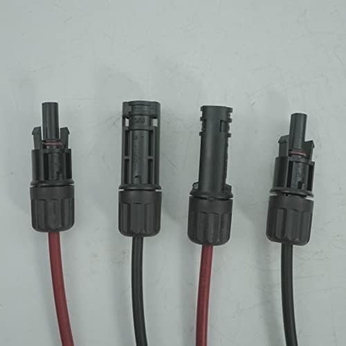 Mogankey Upgrade 1 Pair 15 feet Black + 15 feet red Solar Panel Extension Cable Wire (Copper galvanizing) Connector Solar Adaptor Cable with Soldering Female and Male Connectors 12AWG(4mm²)