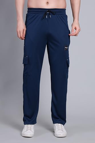 Image of Lycra Blend Cargo Track Pant for Men | Multi Pocket Lycra Stretch Fabric | Comfortable Stylish Joggers for Running Sports Casual Wear | Boys Gym Lower Activewear