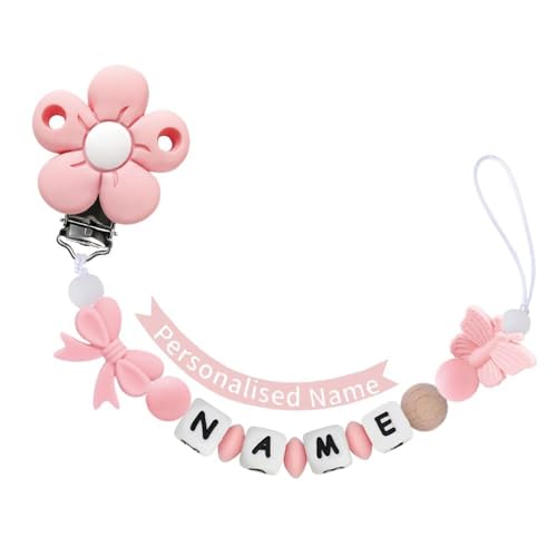 Personalized Baby Pacifier Clip with Name, Customized Name Silicone Holder Clip for Boy Girl