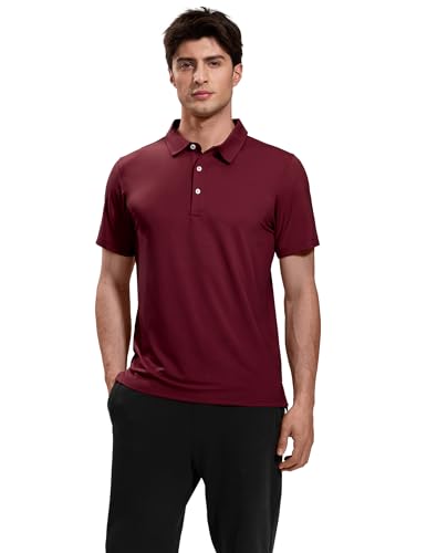 Image of MIER Polo Shirts for Men Short Sleeve Dry Fit Performance Golf Tennis Active Collared Shirts, UPF 50+ Sun Protection