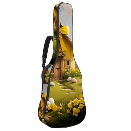 Sac de guitare acoustique 106,7 cm imperméable jaune à plusieurs poches de rangement