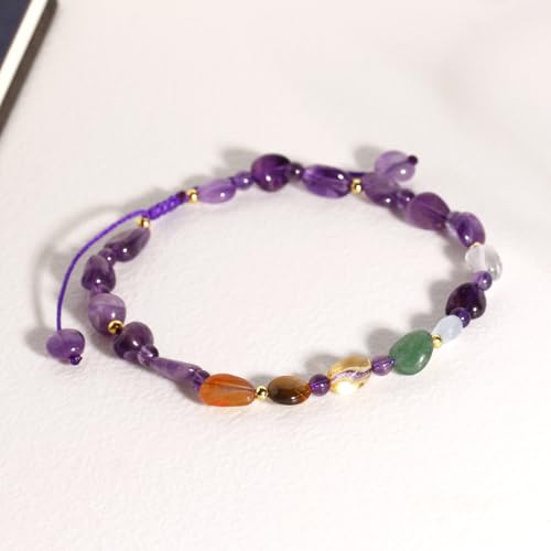 Image of 7 Chakra Crystals and Stones Anklet Irregular Tumbled Gems Beaded Ankle Bracelets for Women Spiritual Energy Meditation Yoga Healing Jewelry Mom's Gifts