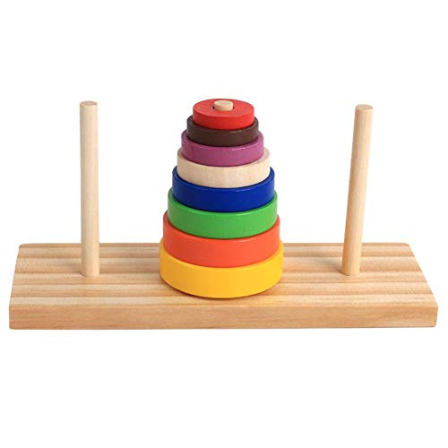 ASUYOERU Quebra-cabeça de madeira empilhando Torre de Hanoi Kid brinquedos educativos matemáticos