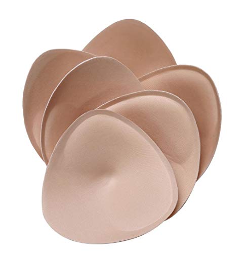 Removable Bra Inserts Bathing Suit Sport Bra Pads 3 Pairs Nude Triangle Shape 5.3'' side length