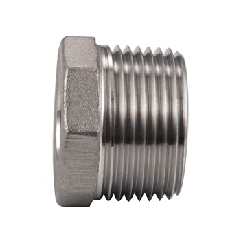 Stainless Steel Reducer Hex Bushing, Reducing Adapter Cast Pipe Fitting, NPT 1\" Male Thread x 1/2\" Female Thread(Pack of 2)