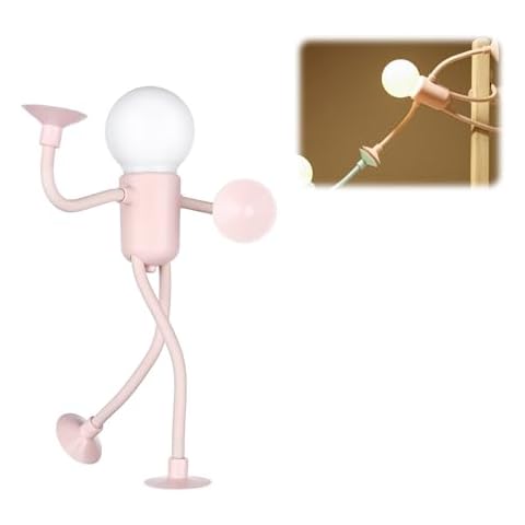 Esoes Changeable Shape Funny Sportsman Night Light,Cute Mini Light Bulb Man,DIY Night Light with Suction Cup for Bedroom, Bathroom, Night Light for Adults Boys Girls Christmas Decorations (Pink) Cover