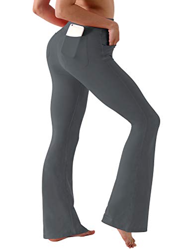 Image of BUBBLELIME 29 inch /31 inch /33 inch /35 inch /37 inch Women High Waist Bootlegs Yoga Pants Tummy Control Bootcut Workout Flared Out Pockets
