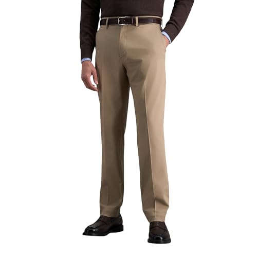 Haggar Men's Premium No Iron Khaki Slim Fit Flat Front Casual Pant