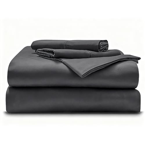 Image of King - 78 inch x 80 inch Size Luxury 600 Thread-Count 100% Egyptian Long Staple Cotton Sheets Set Oversized Sheet Set Soft & Silky Sateen Weave 21 inch Extra Deep-Pockets - King, Dark Grey