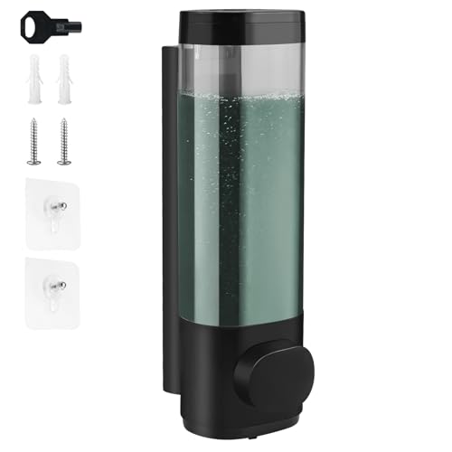 Single 300ml Soap Dispenser - Wall Mounted Shampoo and Conditioner Dispenser Wall Mounted Bathroom Shower Kitchen Plastic Chamber No Drill, Shower Wall Mounted Body Wash For Home Hotel Restaurant