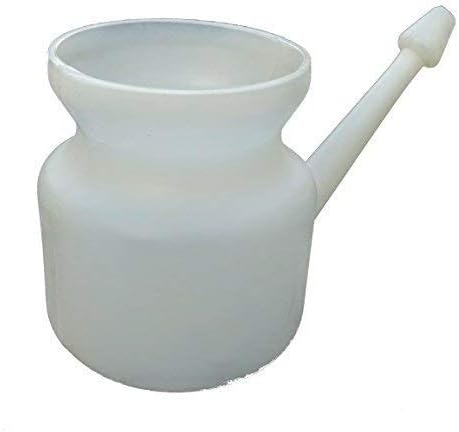 Plastic Neti Pot Om Print 450ml with 10 Sachets of Salt (White)