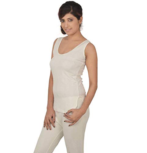 Image of Lux Inferno Women Round Neck Sleeveless Top /Upper /Vest /Slips Thermal - Pack of 1 (White- XS)