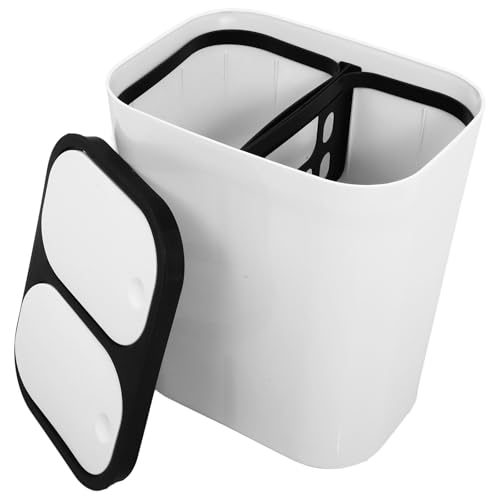 Caneca de basura doble compartimento con tapa blanca