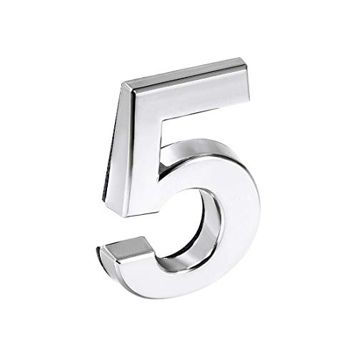 Numéro 5 pour maison uxcell autocollant en ABS argenté pour boîte aux lettres