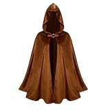BJE Halloween Costume for Men Kid Cloak Velvet Cloak Renaissance Hooded Cape Cosplay Medieval Ranger Opera Wizard Robe Coat