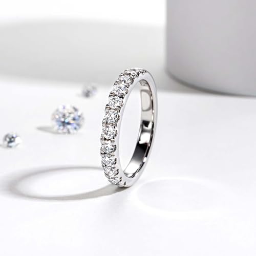 Moissanite Eternity Rings Wedding Bands 2.5MM D Color VVS1 Round Cut Moissanite Diamond 925 Sterling Silver Half Eternity Band Anniversary Rings for Women2