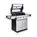 Fire Mountain Olympus Burner Gas BBQ Stainless Steel with Searing Side Burner Glass Viewing Lid and Cover Extra Large Outdoor Barbecue for Garden Patio (SSG Black, 6)