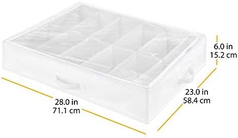 Whitmor Underbed Shoe Bag, White with Clear Top