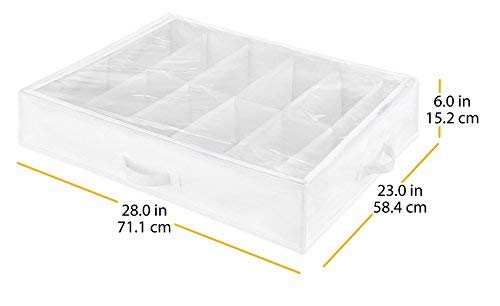 Whitmor Underbed Shoe Bag, White With Clear Top #TOP3