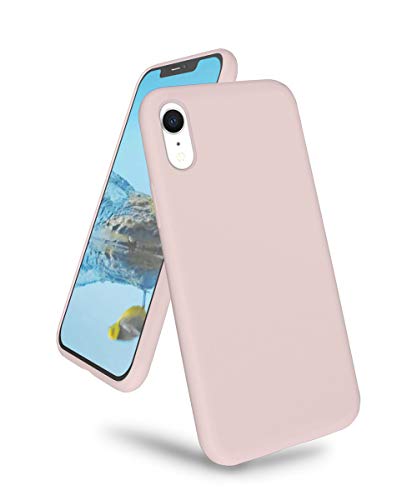 Coque iPhone XR silicone liquide sable rose pour éviter rayures et chocs