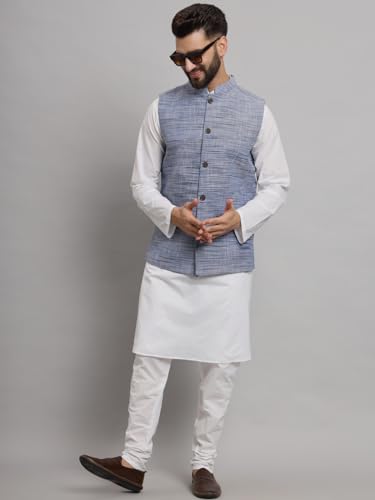 Image of LATEST CHIKAN Men's Traditional Cotton Solid Nehru Jacket /Waistcoat