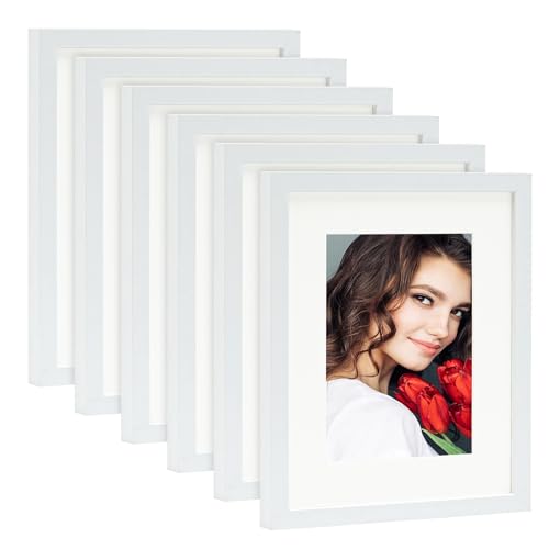 LBECUA 8x10 Picture Frame Set of 6 White Picture Frame Wooden