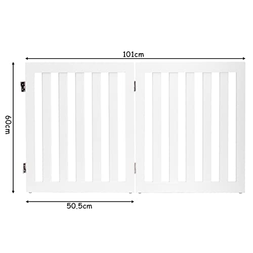 COSTWAY Absperrgitter Hunde 60cm Hoch, Schutzgitter Holz, Kindergitter klappbar, Treppengitter Hundeabsperrgitter flexibel Türschutzgitter (2 Paneelen, Weiß)