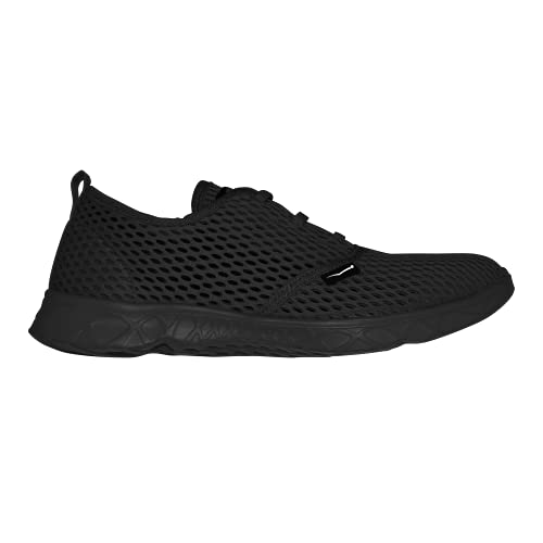 Wave Runner Water Shoes for Women - Quick Drying Water Shoes with Style - Outdoor Lightweight No-Slip Aqua Sneakers (Black, Numeric_7)