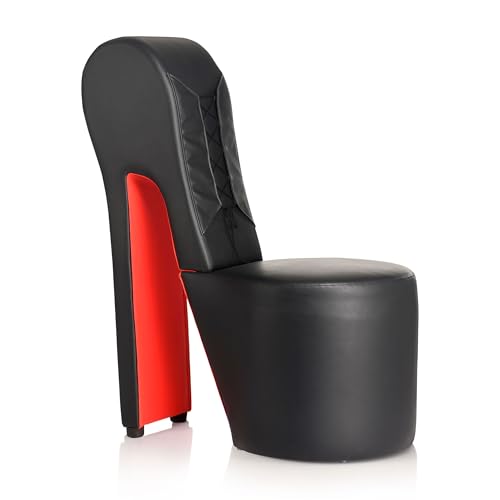 Master Series Red and Black Stiletto Throne Chair, Vegan Leather Decorative Seat - Comfortable and Sturdy, 1 Piece