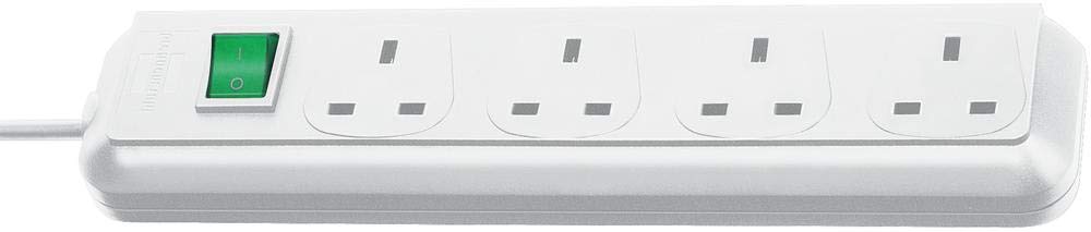 Brennenstuhl Eco-Line, 4-way extension lead with power switch and 1.5m cable, extremely energy-efficient, colour: white