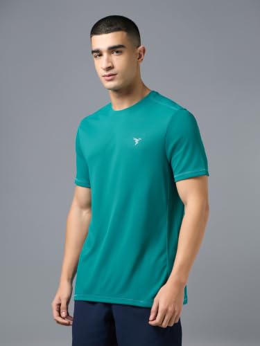 Image of TECHNOSPORT Men's Slim Fit Polyester Activewear Sports T-Shirt with Moisture-Wicking Comfort for Workout, Running & Gym