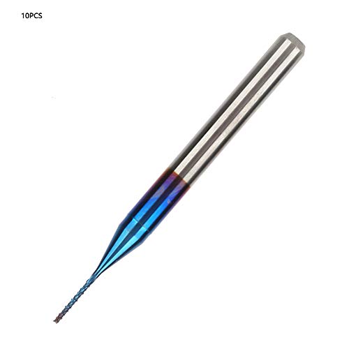 Image of Milling Cutter, 10PCS 0.5mm Tungsten Carbide Blue Coated End Mill CNC Rotary Burrs for Processing PCB Mould Plastic Copper Stainless Steel and Other Hardware