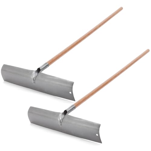 Gisafai 2 Pack 60 Concrete Placer Rake with 22 Wide Steel Rake Head and Removable Wood Handle Large Heavy Duty Spreading Leveling Tool for Building Construction
