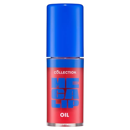Collection Cosmetics Mega Lip Oil, Moisturising High Shine Lip Oil, Non-Sticky, Fat Applicator, Infused with Squalene and Cloudberry Oils, 5ml, Shade Bombshell, Deep Pink
